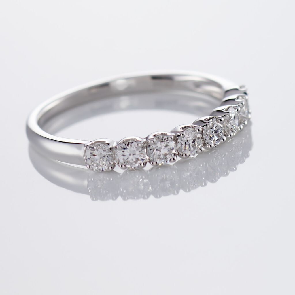 Demi-alliance Or Blanc  Eloisa Diamant Synthetique - Alliances Femme | Histoire d’Or