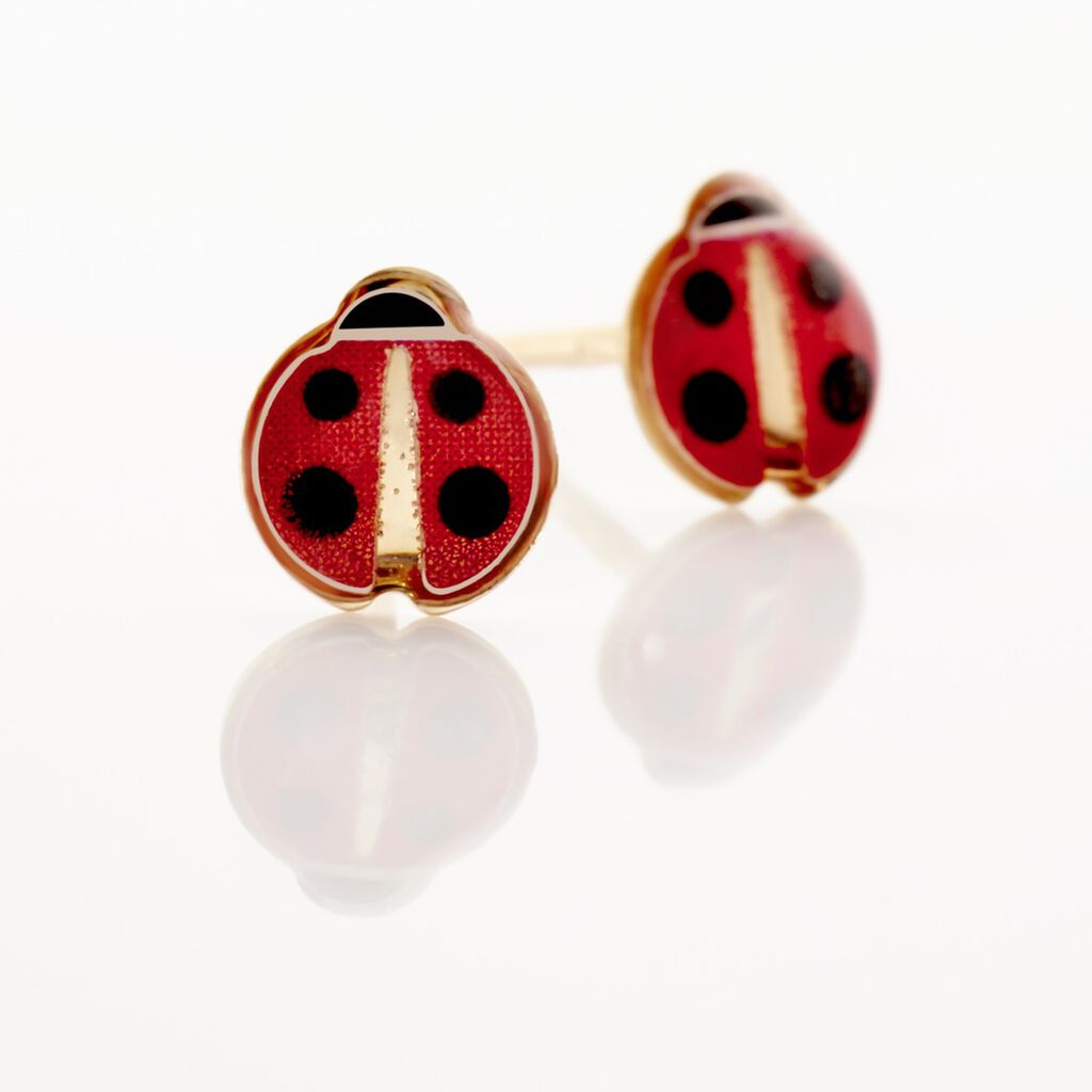 Boucles D'oreilles Puces Helidie Coccinelle Or Jaune - Clous d'oreilles Enfant | Histoire d’Or
