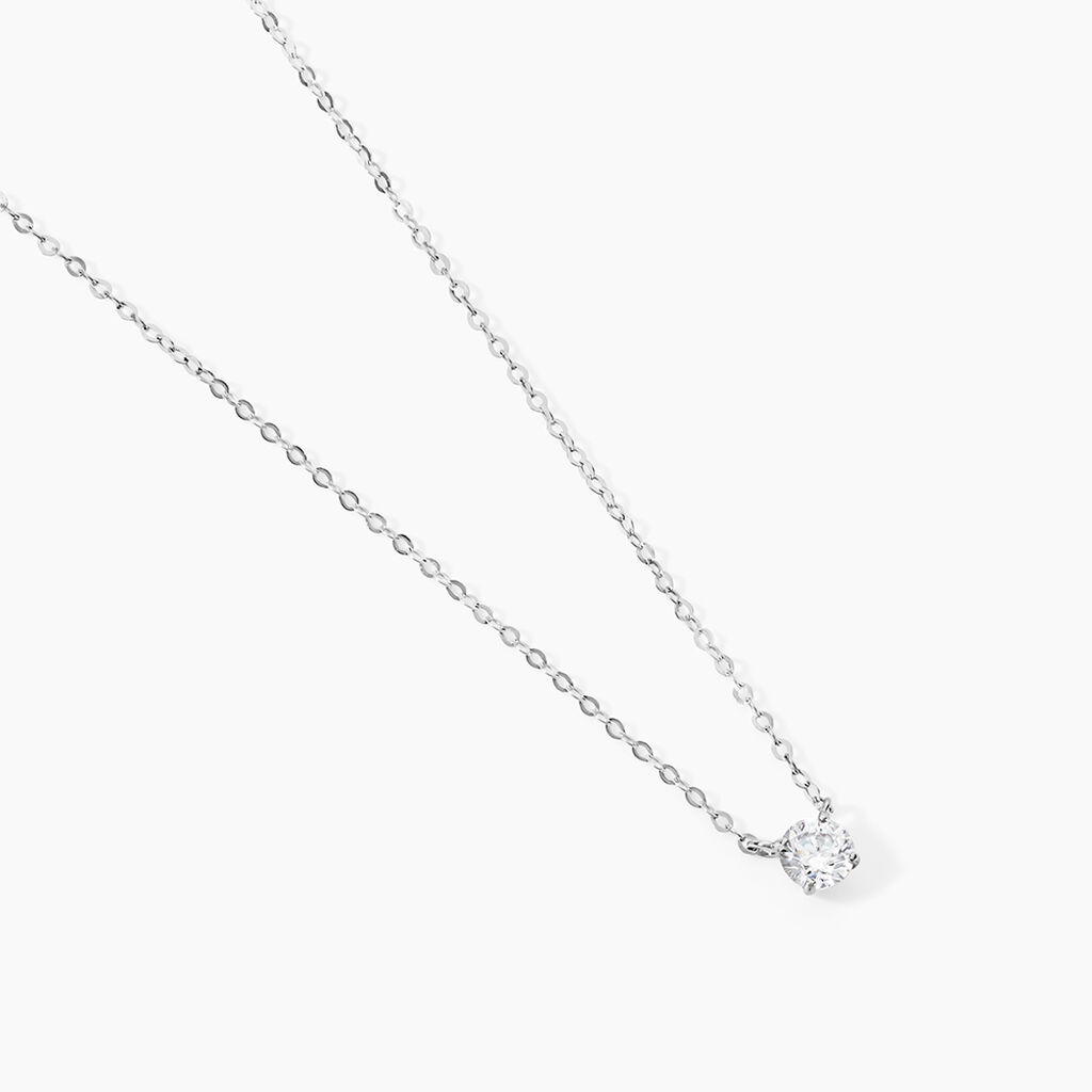Collier Ponama Or Blanc Oxyde De Zirconium - Colliers Femme | Histoire d&rsquo;Or