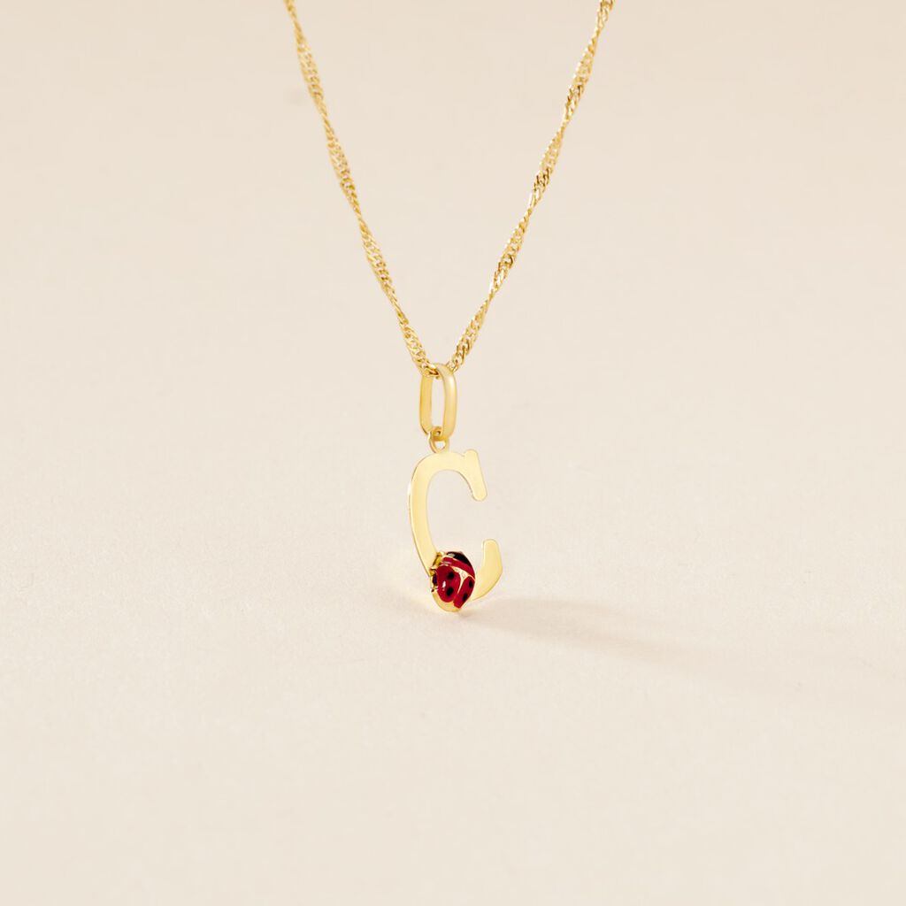 Pendentif Helidie Coccinelle Lettre Or Jaune - Pendentifs Enfant | Histoire d&rsquo;Or