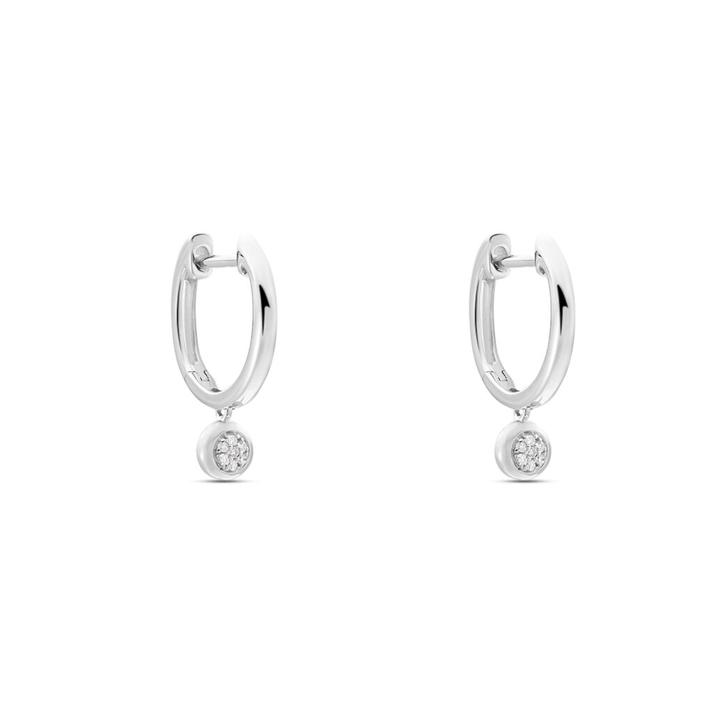 Créoles Or Blanc Mairenn Diamants - Boucles d'oreilles créoles Femme | Histoire d’Or