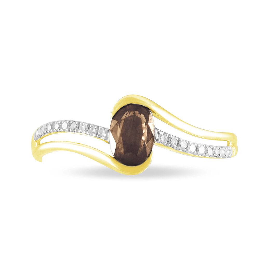 Bague Anja Or Jaune Quartz Et Diamant - Bagues solitaires Femme | Histoire d&rsquo;Or