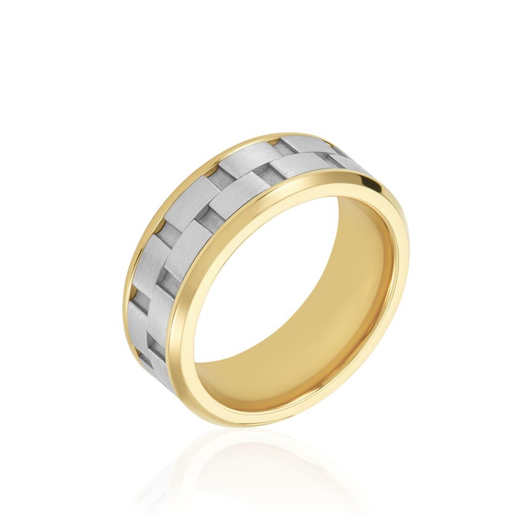 Bague Jourdan Oahu Acier Blanc Et Jaune - Bagues fantaisie Homme | Histoire d’Or