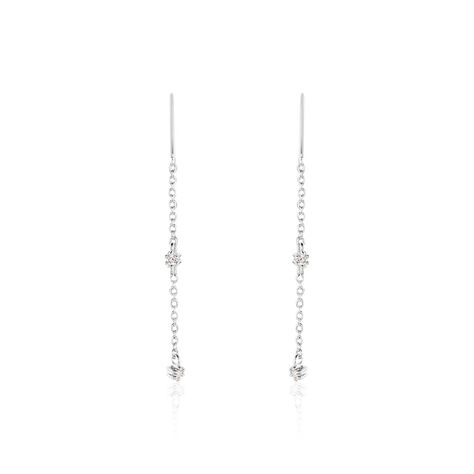 Boucles D'oreilles Pendantes Garsha Argent Blanc Oxyde De Zirconium - Boucles d'oreilles fantaisie Femme | Histoire d’Or