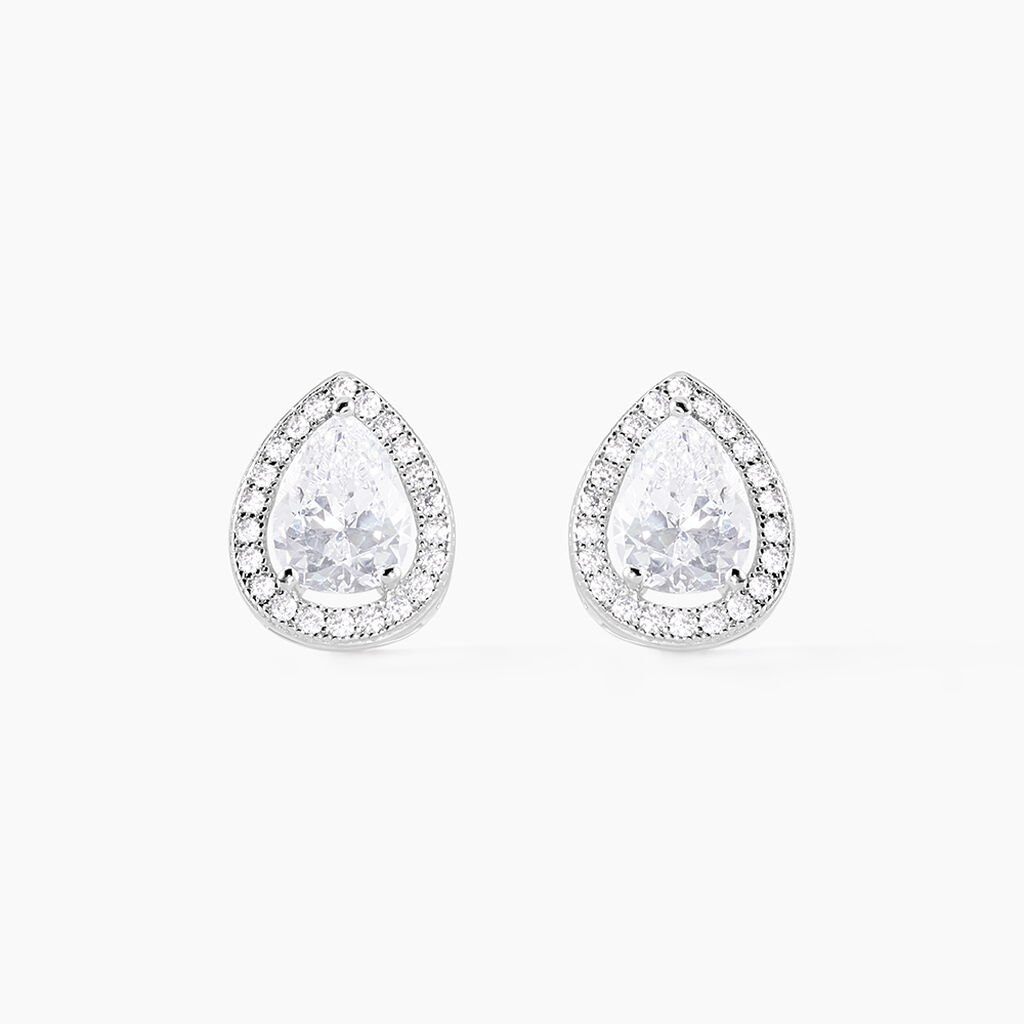 Boucles D'oreilles Puces Pilar Argent Blanc Oxyde De Zirconium - Boucles d'oreilles fantaisie Femme | Histoire d’Or
