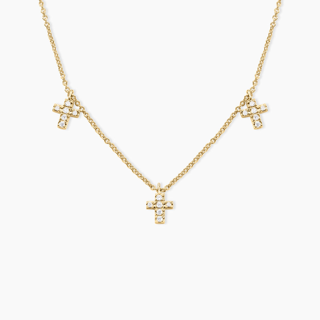 Collier Fatos Plaqu&eacute; Or Jaune Oxyde De Zirconium - Colliers fantaisie Femme | Histoire d&rsquo;Or