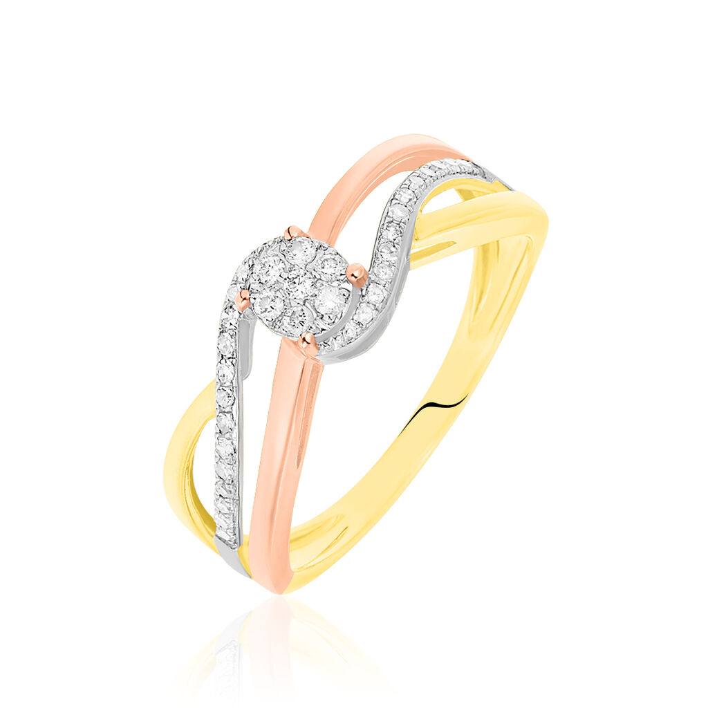 Bague Kyliane Or Tricolore Diamant - Bagues avec pierre Femme | Histoire d&rsquo;Or