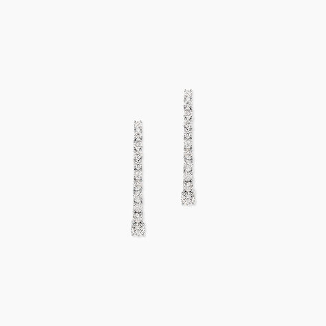 Boucles D'oreilles Puces Riviera Or Blanc Diamant - Boucles d'oreilles pendantes Femme | Histoire d&rsquo;Or