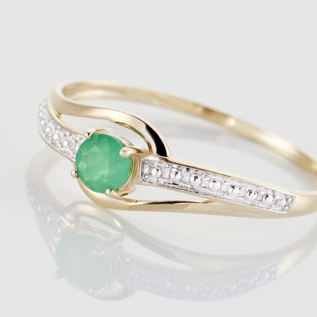 Bague Tanissia Or Jaune Emeraude - Bagues solitaires Femme | Histoire d&rsquo;Or