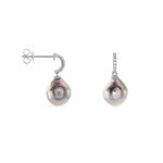 Boucles D'oreilles Puces Gatiene Or Blanc Perle De Culture Et Diamant - Boucles d'oreilles pendantes Femme | Histoire d&rsquo;Or