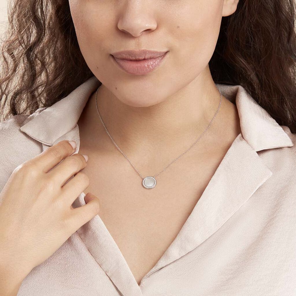 Collier Court Argent Blanc Nawala Oxyde De Zirconium - Ras de cou Femme | Histoire d’Or