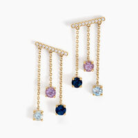 Boucles D'oreilles Pendantes Universe Or Jaune Topaze Améthyste