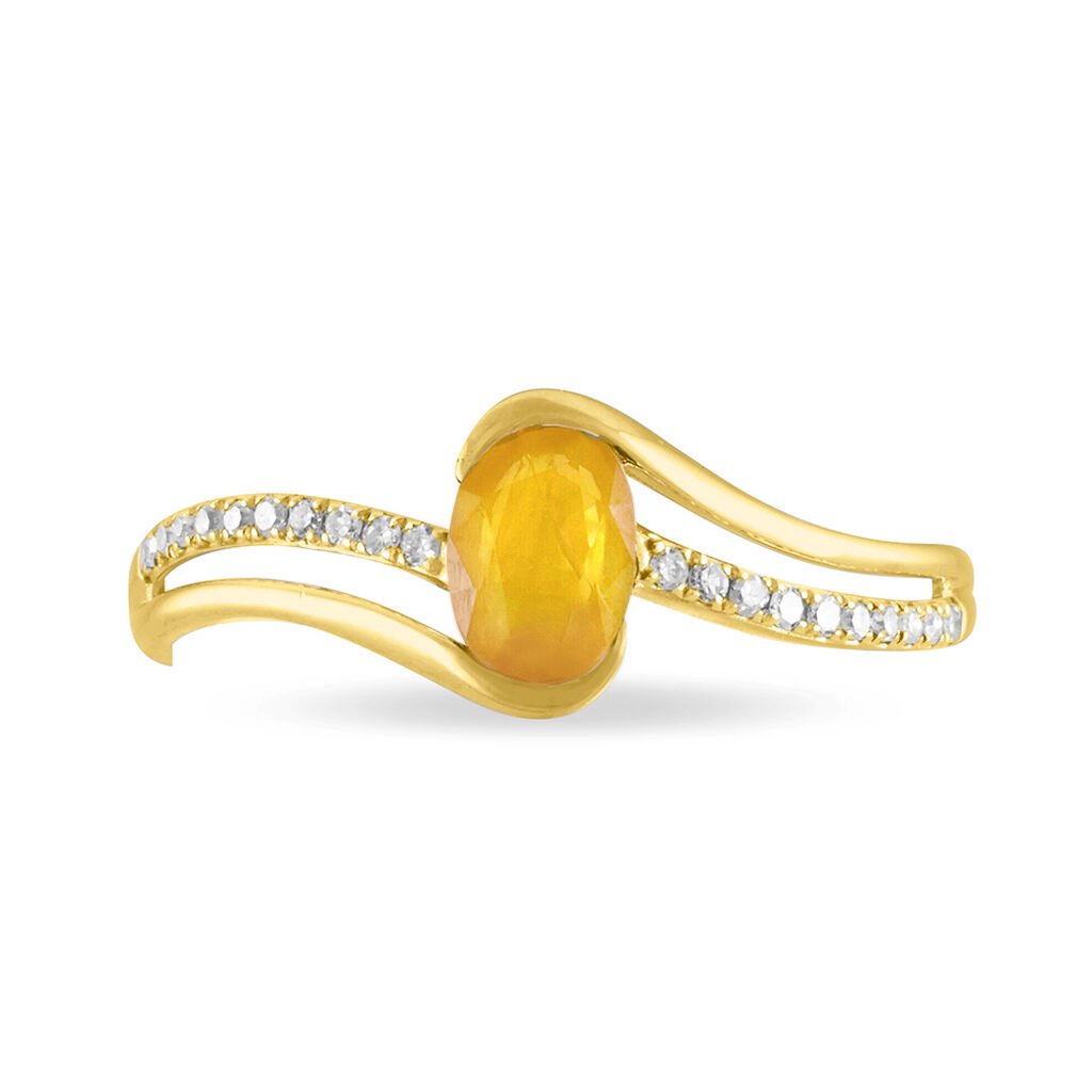 Bague Anja Or Jaune Citrine Et Diamant - Bagues solitaires Femme | Histoire d&rsquo;Or