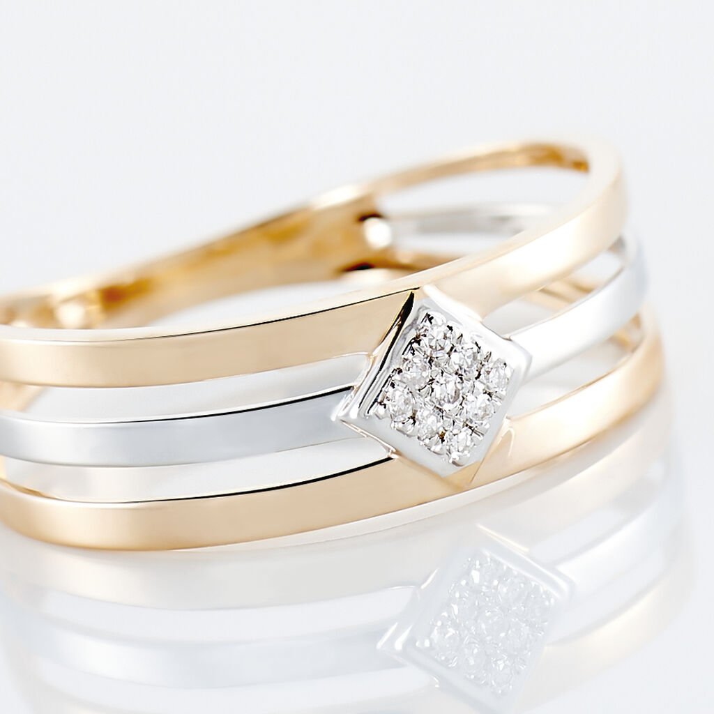 Bague Elsa Or Bicolore Diamant - Bagues avec pierre Femme | Histoire d&rsquo;Or