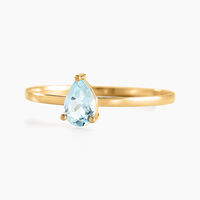 Bague Solitaire Goutte Or Jaune Topaze