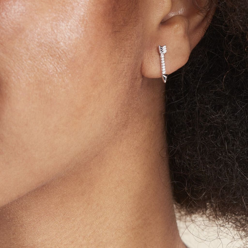 Boucles D'oreilles Puces Harrow Argent Blanc Oxyde De Zirconium - Boucles d'oreilles fantaisie Femme | Histoire d’Or