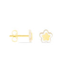 Boucles D'oreilles Puces Cleomelia Fleur Or Jaune - Clous d'oreilles Enfant | Histoire d&rsquo;Or