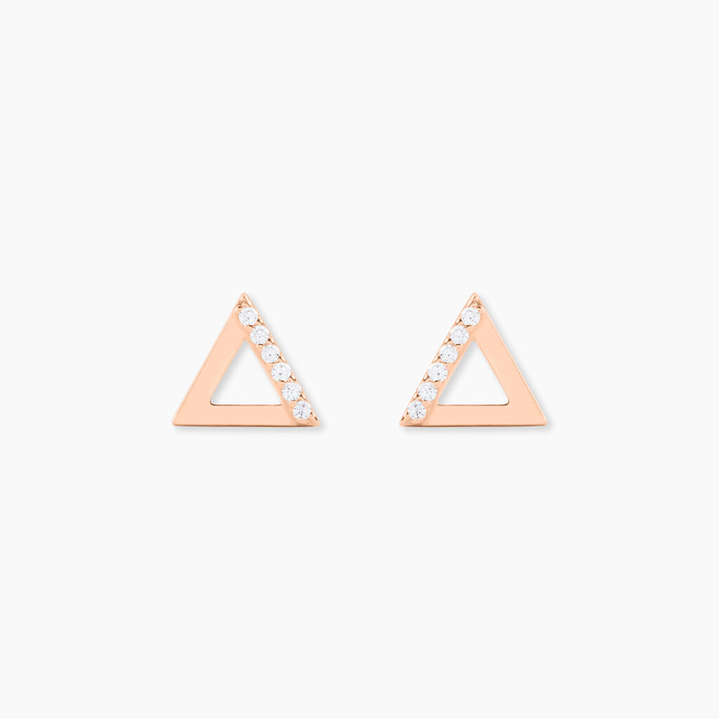 Boucles D'oreilles Puces Lorena Argent Rose Oxyde De Zirconium - Boucles d'oreilles fantaisie Femme | Histoire d&rsquo;Or