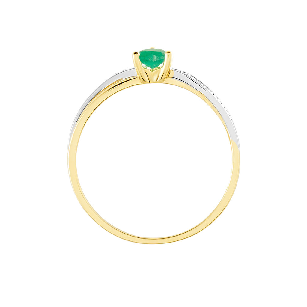 Bague Skylar Or Bicolore Emeraude Diamant - Bagues solitaires Femme | Histoire d&rsquo;Or