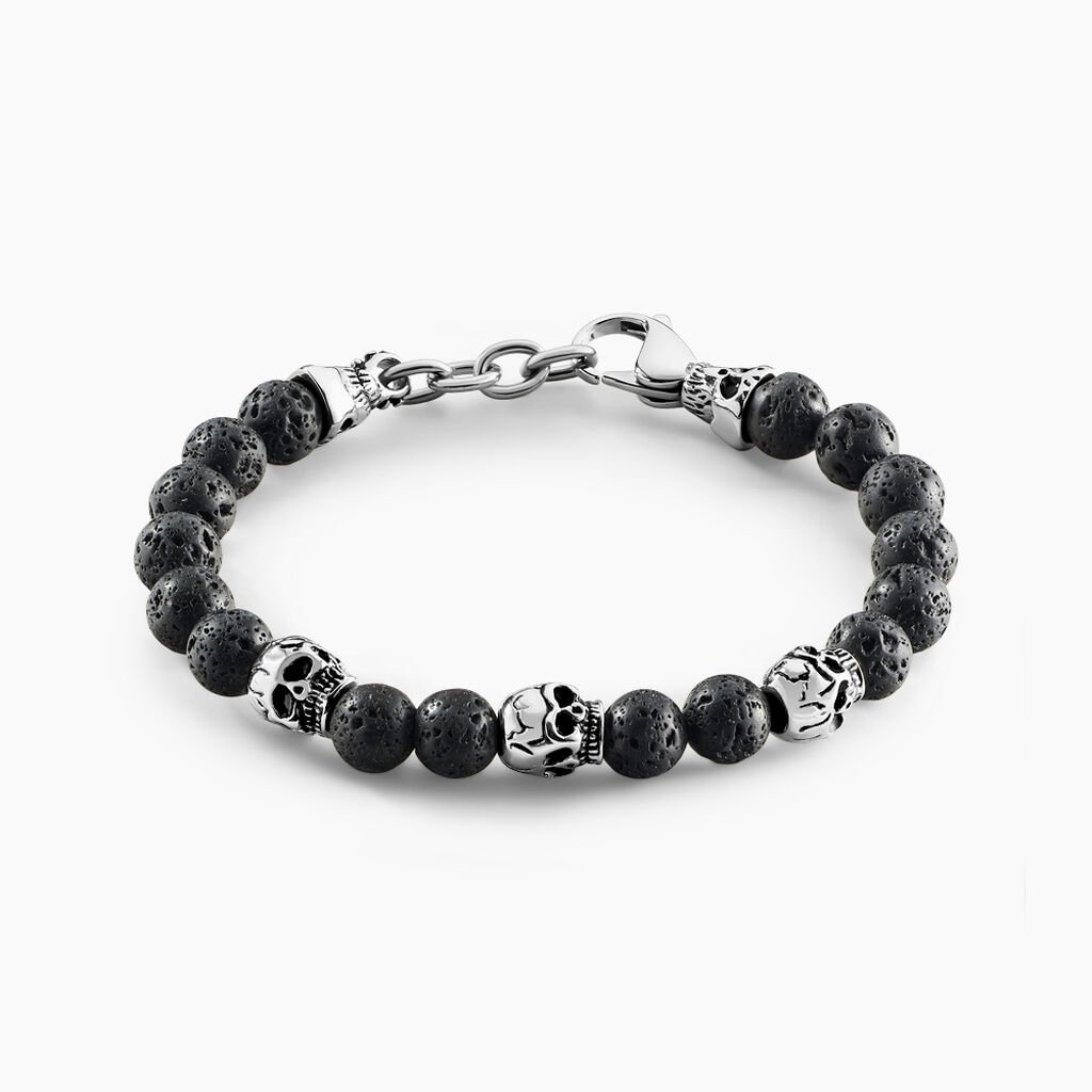 Bracelet Acier Blanc Hantz Pierre De Lave - Bracelets Homme | Histoire d&rsquo;Or