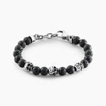 Bracelet Acier Blanc Hantz Pierre De Lave - Bracelets Homme | Histoire d&rsquo;Or