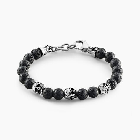 Bracelet Acier Blanc Hantz Pierre De Lave - Bracelets Homme | Histoire d&rsquo;Or