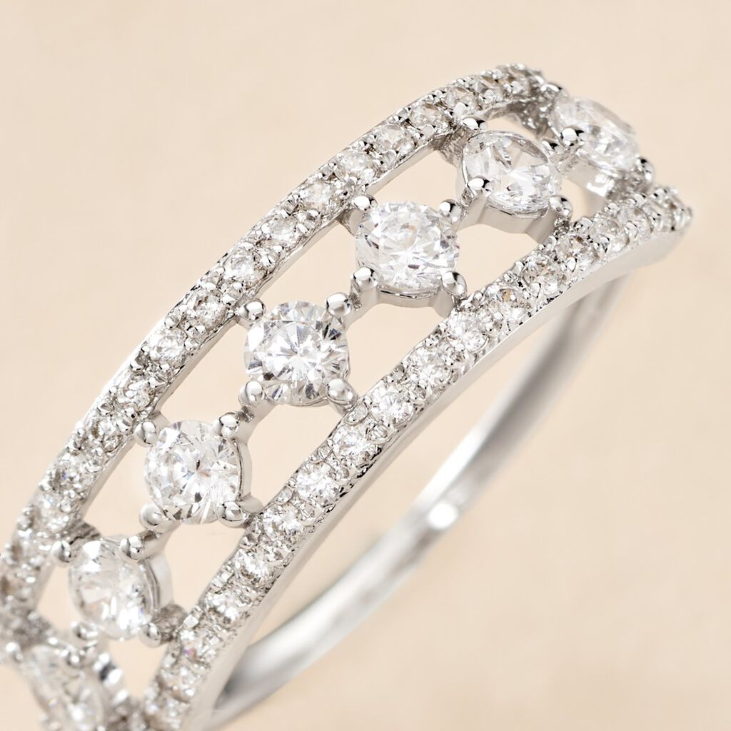 Bague The Crown Or Blanc Oxyde De Zirconium - Bagues avec pierre Femme | Histoire d’Or