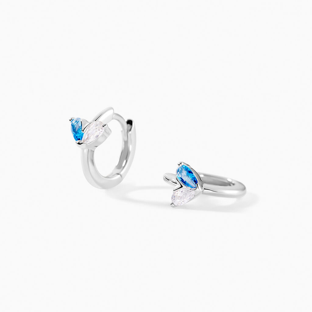 Créoles Myhalf Argent Blanc Oxyde De Zirconium - Boucles d'oreilles créoles Femme | Histoire d’Or