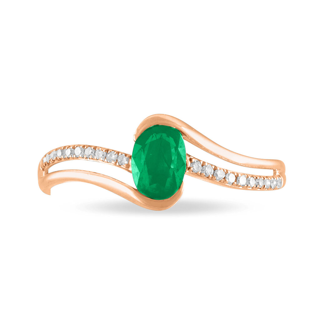 Bague Anja Or Rose Emeraude Et Diamant - Bagues solitaires Femme | Histoire d’Or