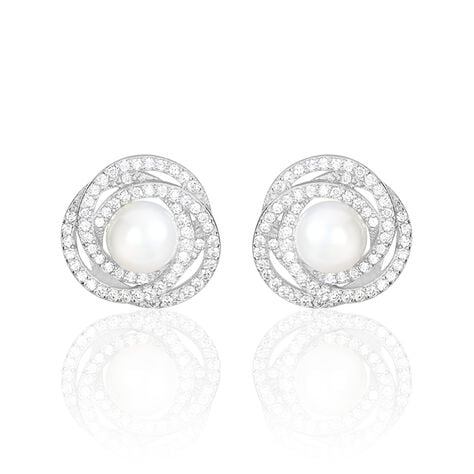 Boucles D'oreilles Pendantes Matilda Argent  Perle Culture Et Oxyde - Boucles d'oreilles pendantes Femme | Histoire d&rsquo;Or