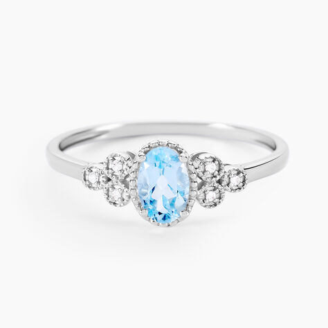 Bague Cyprille Or Blanc Topaze Et Oxyde De Zirconium - Bagues solitaires Femme | Histoire d’Or