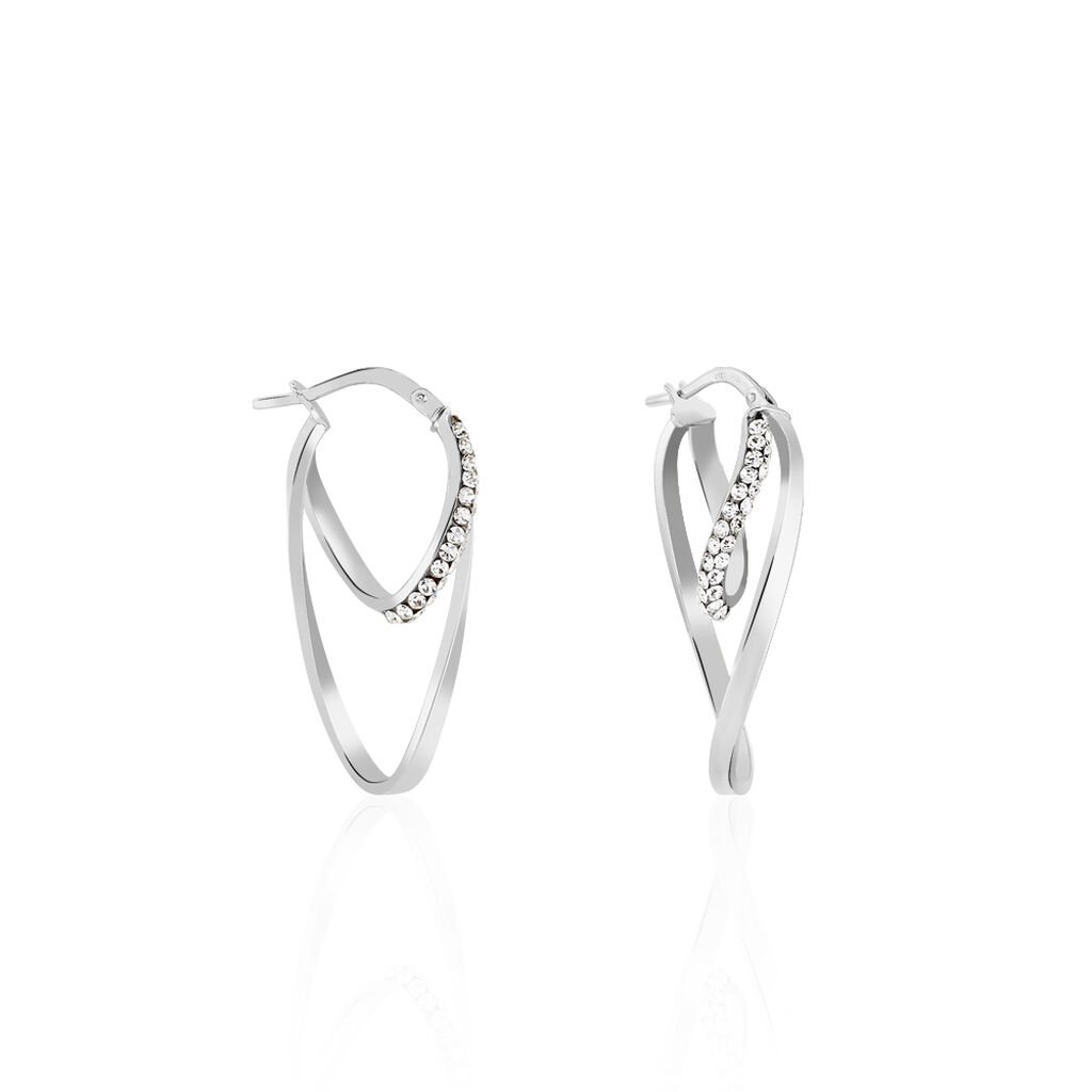 Créoles Luna Or Blanc Strass