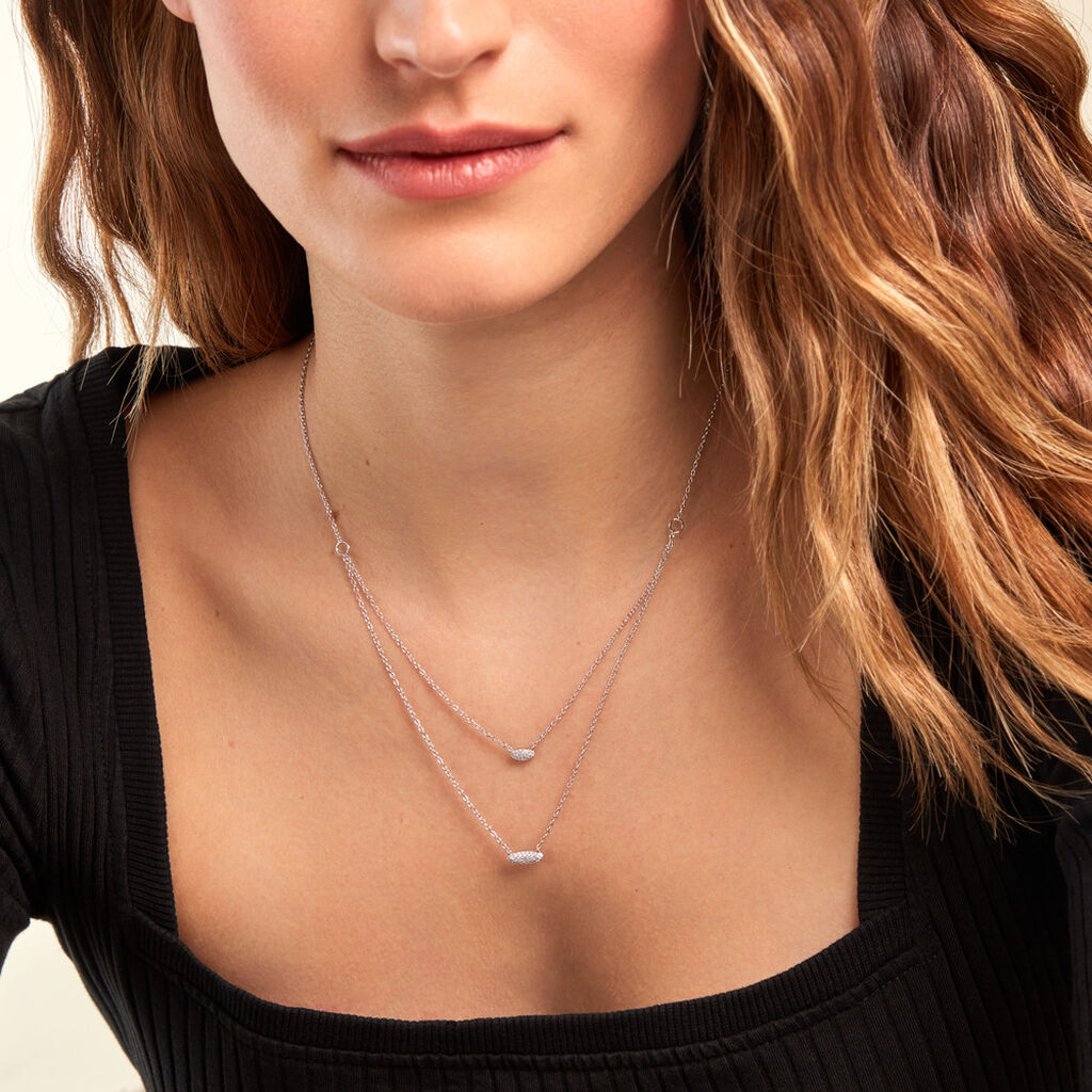Collier Tiwa Argent Blanc Oxyde De Zirconium - Colliers fantaisie Femme | Histoire d’Or