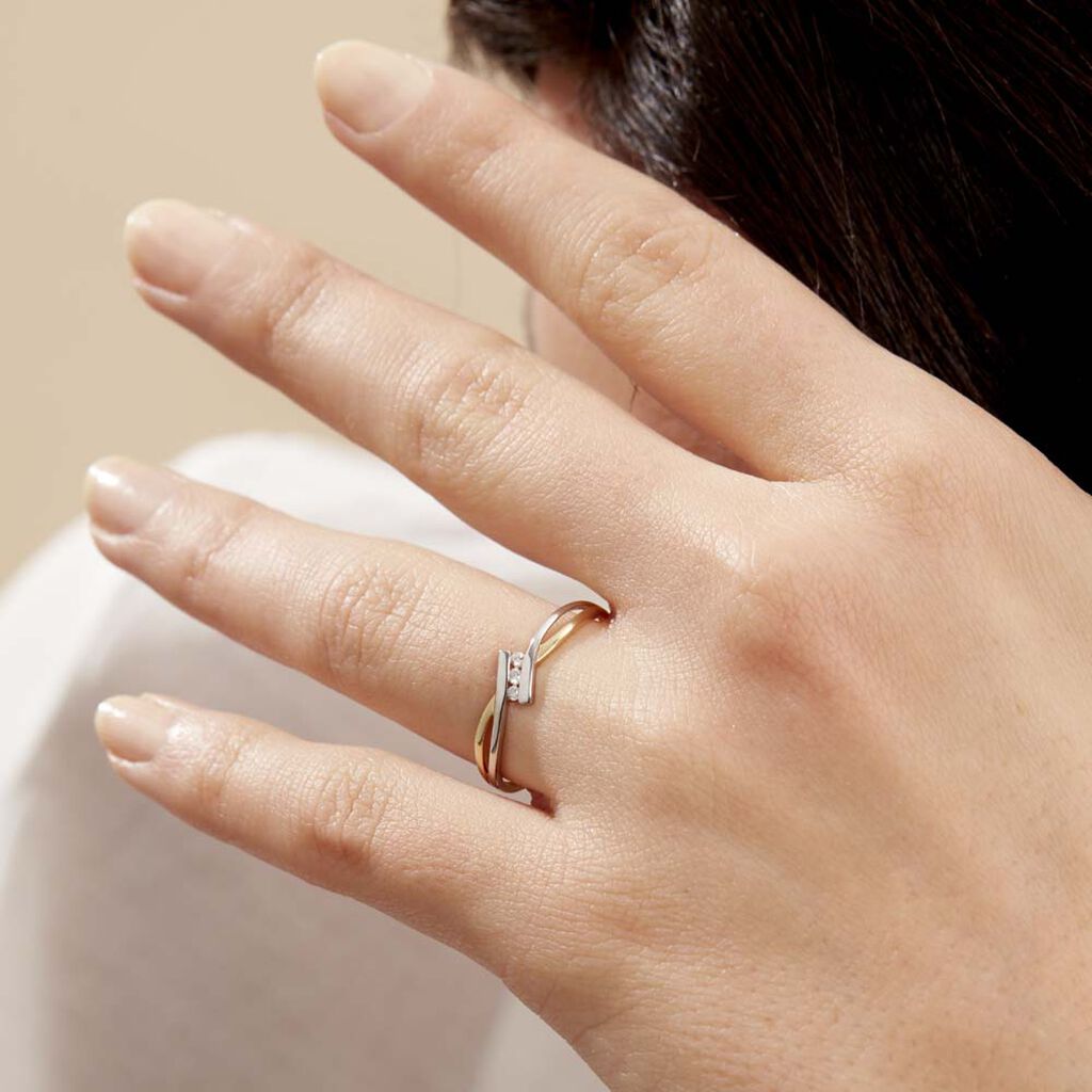 Bague Brixia Or Bicolore Diamant - Bagues avec pierre Femme | Histoire d’Or