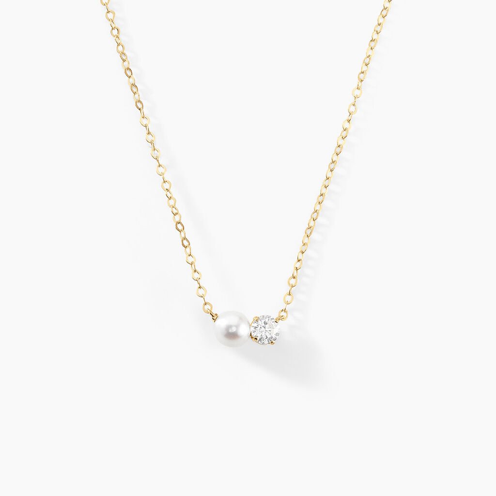 Collier Riitta Or Jaune Perle De Culture Oxyde De Zirconium - Colliers Femme | Histoire d’Or