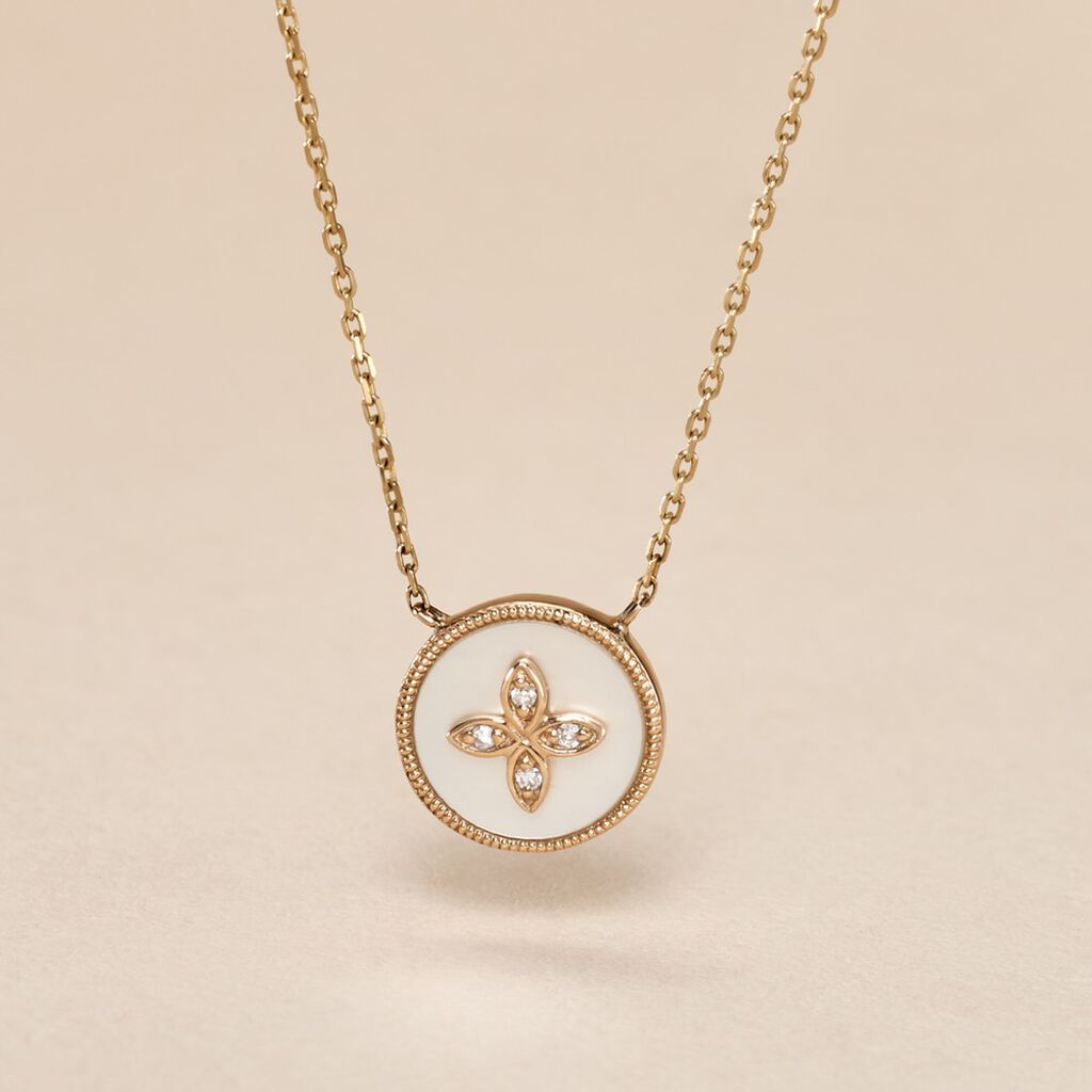 Collier Talisman Or Jaune Nacre Diamant - Colliers Femme | Histoire d&rsquo;Or