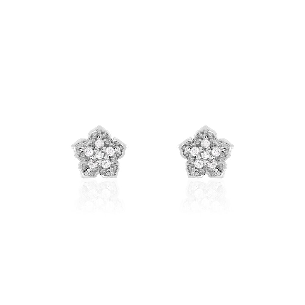 Boucles D'oreilles Puces Anne-charlotte Argent  Oxyde De Zirconium - Boucles d'oreilles fantaisie Femme | Histoire d&rsquo;Or