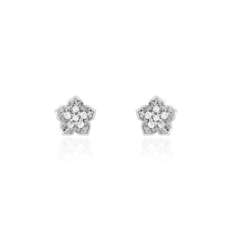 Boucles D'oreilles Puces Anne-charlotte Argent  Oxyde De Zirconium - Boucles d'oreilles fantaisie Femme | Histoire d&rsquo;Or
