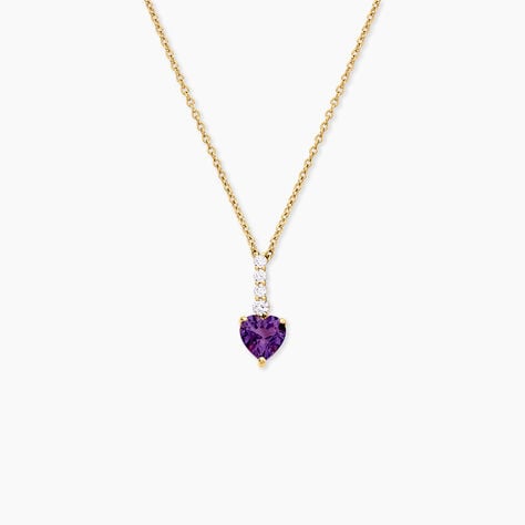 Collier Fany Argent Dor&eacute; A L'Or 750/1000 Am&eacute;thyste Oxyde De Zirconium - F&ecirc;te des m&egrave;res Femme | Histoire d&rsquo;Or