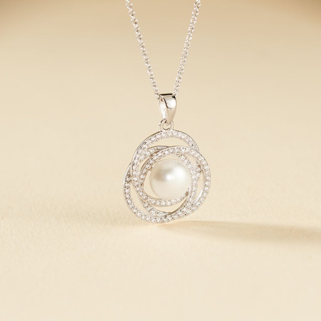 Collier Matilda Argent Blanc Perle De Culture Et Oxyde De Zirconium - Colliers Femme | Histoire d’Or