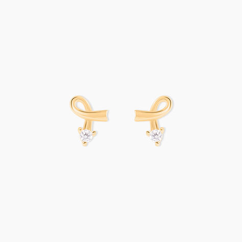 Boucles D'oreilles Puces Alvina Ruban Or Jaune Oxyde De Zirconium - Clous d'oreilles Femme | Histoire d’Or
