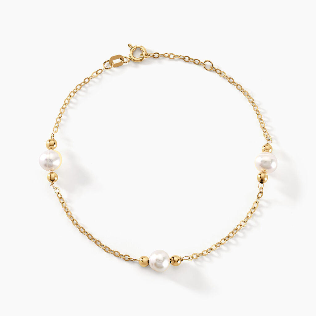 Bracelet Cannelle Or Jaune Perle De Culture