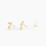 Boucles D'Oreilles Puces Hopcyn Or Jaune Oxyde De Zirconium - Clous d'oreilles Femme | Histoire d&rsquo;Or