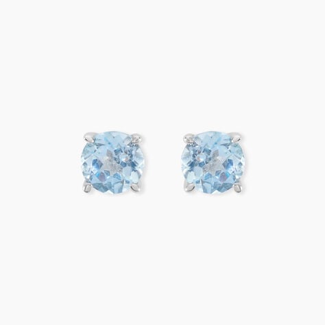 Boucles D'oreilles Puces Elea Or Blanc Topaze Bleu Sky - Clous d'oreilles Femme | Histoire d’Or