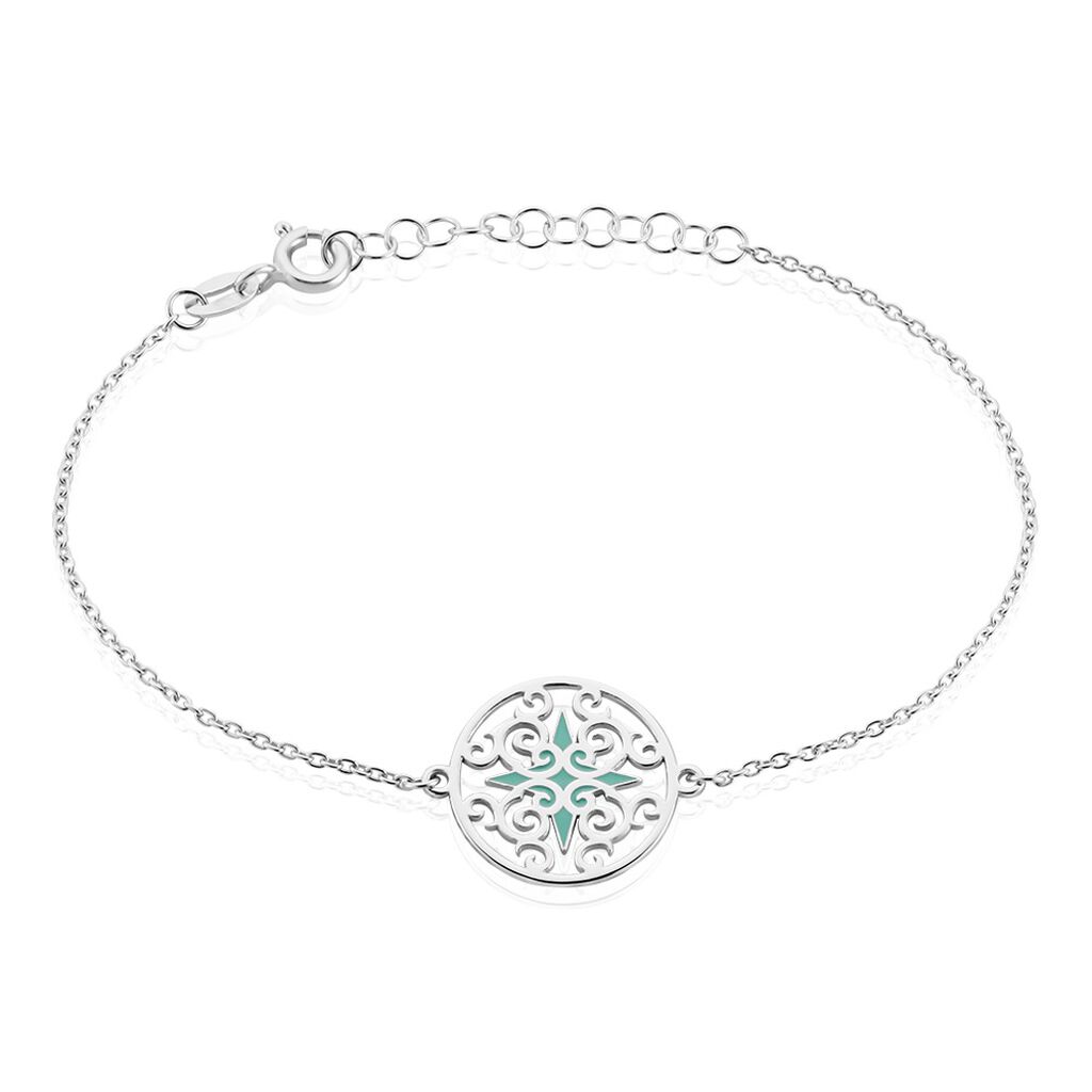 Bracelet Krysia Argent Blanc Email Turquoise - Bracelets Femme | Histoire d’Or