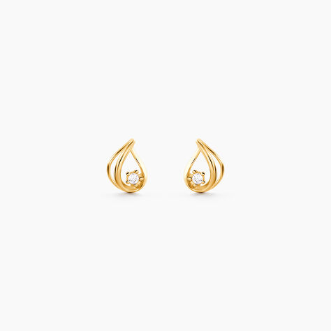 Boucles D'Oreilles Puces Pramod Or Jaune Oxyde De Zirconium - Clous d'oreilles Femme | Histoire d&rsquo;Or