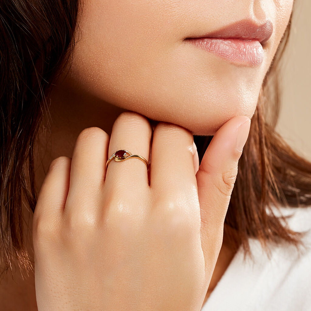 Bague Emotion Or Jaune Rubis Diamant - Bagues avec pierre Femme | Histoire d’Or