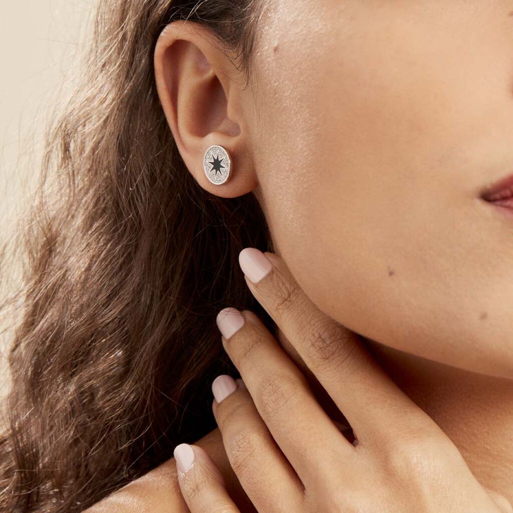 Boucles D'oreilles Puces Argent Blanc Winston Oxydes De Zirconium - Boucles d'oreilles fantaisie Femme | Histoire d’Or