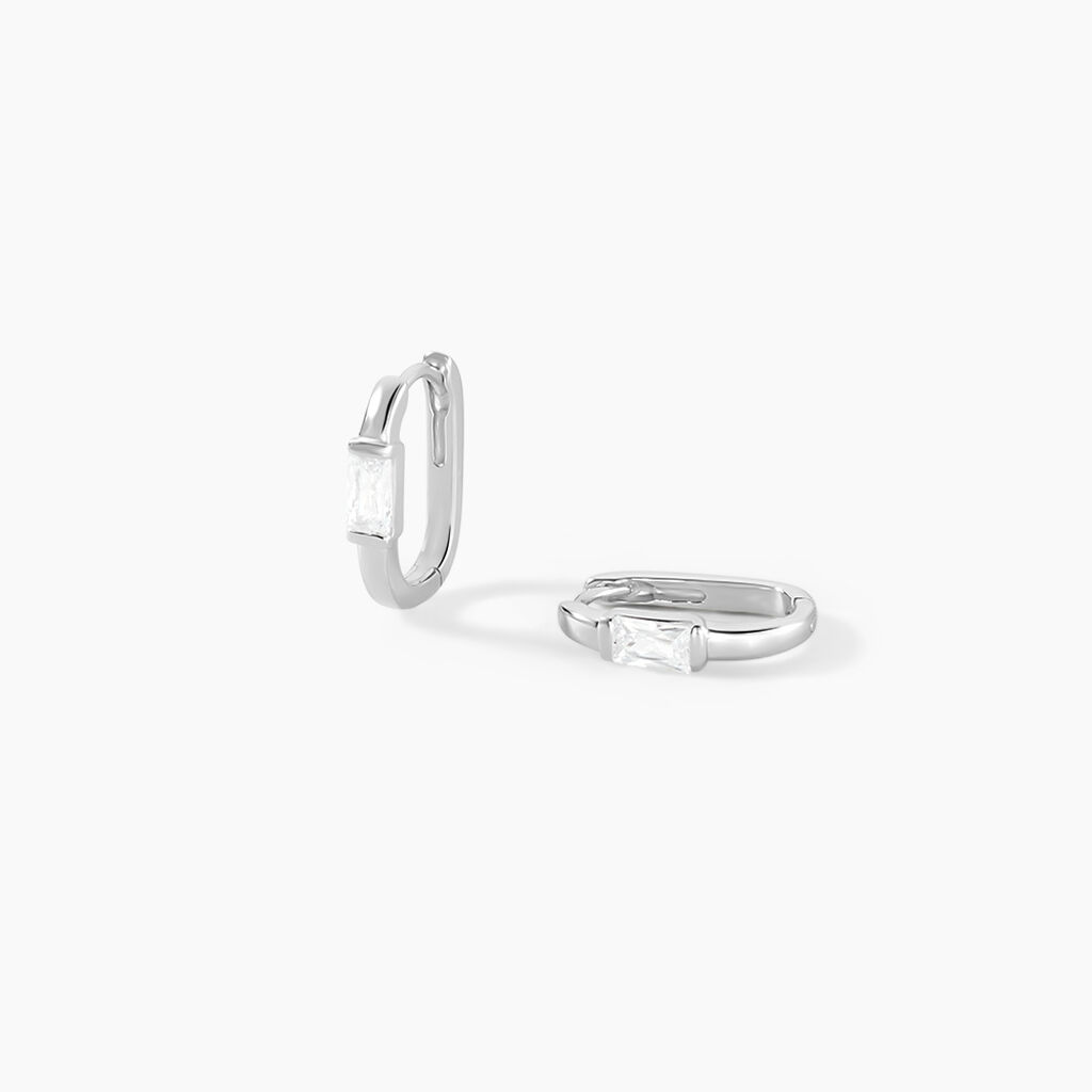Cr&eacute;oles Celyn Argent Rhodi&eacute; Oxyde De Zirconium - Boucles d'oreilles cr&eacute;oles Femme | Histoire d&rsquo;Or