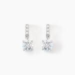 Boucles D'oreilles Pendantes Paciane Or Blanc Oxyde De Zirconium - Boucles d'oreilles pendantes Femme | Histoire d&rsquo;Or